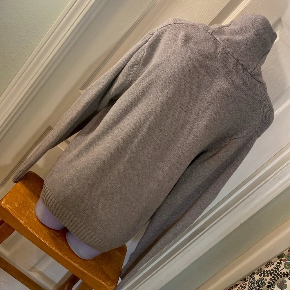 Chaps Gray Heathered Cardigan Sweater with Shawl Collar